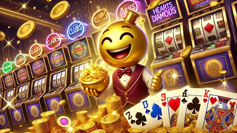 Visual reel slot bertema dengan simbol dan elemen bonus permainan