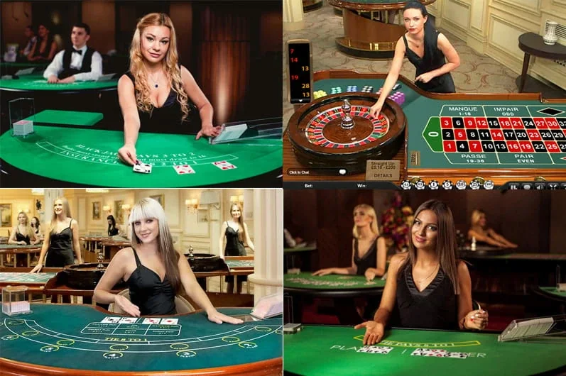 Tampilan dealer di ruang meja kasino live