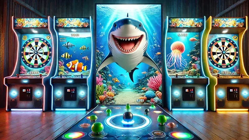 Visual aksi sasaran dan meriam pada permainan tembak ikan DIVA4D